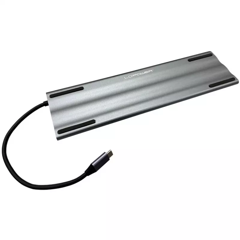 LC-Power LC-HUB-C-MULTI-8 USB-C kuni 3xUSB-A/2xUSB-C/HDMI/VGA/MicroSD/SD/RJ45/Audio