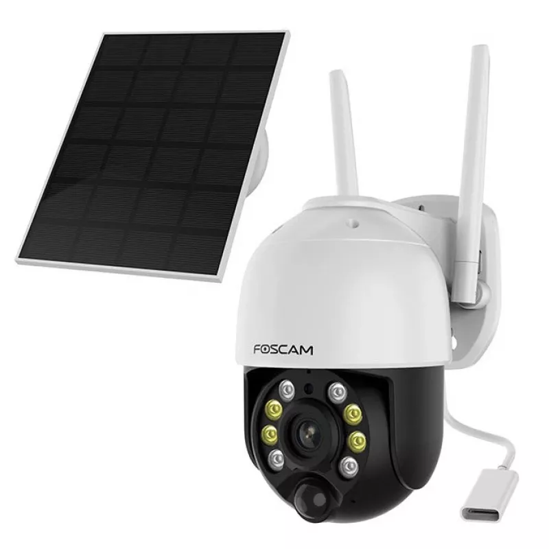 IP-turvakaamera Foscam B4 Dome 4 MP (2560×1440), Wi‑Fi 2,4 GHz, IP65, päikeseenergia + aku 5000 mAh, 355° pööre, 90° kalle