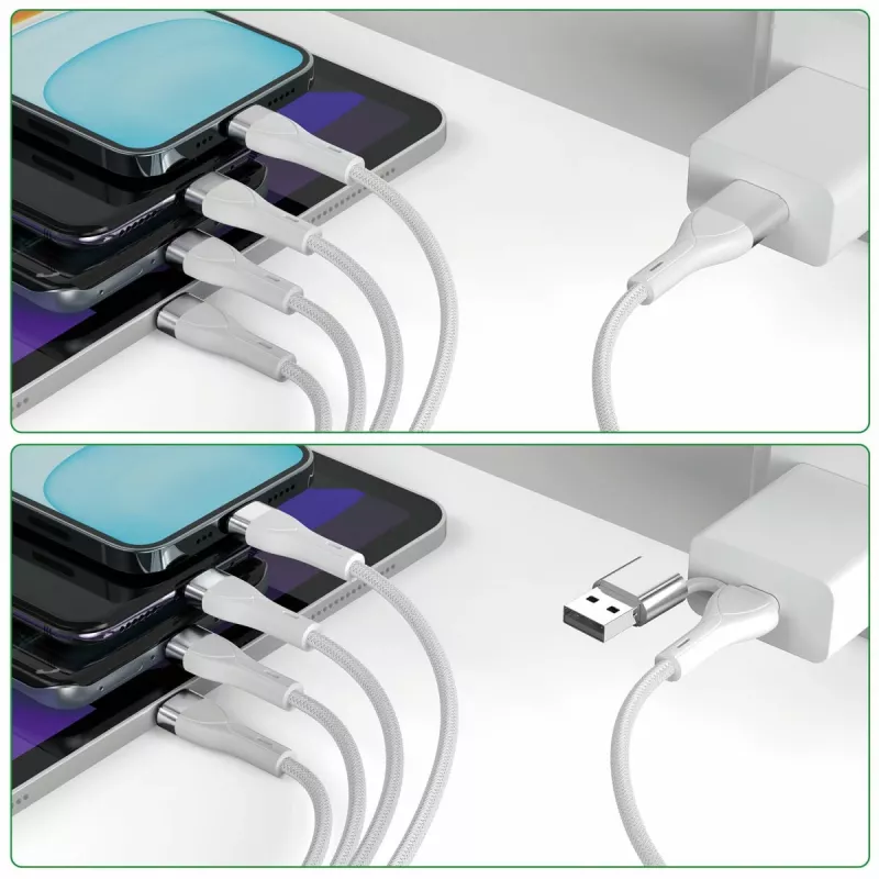4smarts 541024 USB-kaabel 1,2 m, USB-A/USB-C, USB-C/Micro USB-A/Lightning, valge (541024)