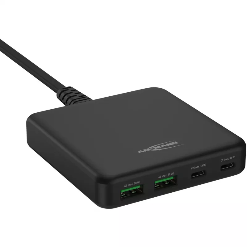 USB-laadija töölaua laadija DC465PD (must, 65 W, PD, Quick Charge 3.0)
