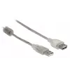 Delock 82244, 0,3 m, USB A, USB A, USB 2.0, 0,48 Gbit/s, läbipaistev