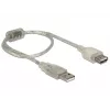 Delock 82244, 0,3 m, USB A, USB A, USB 2.0, 0,48 Gbit/s, läbipaistev
