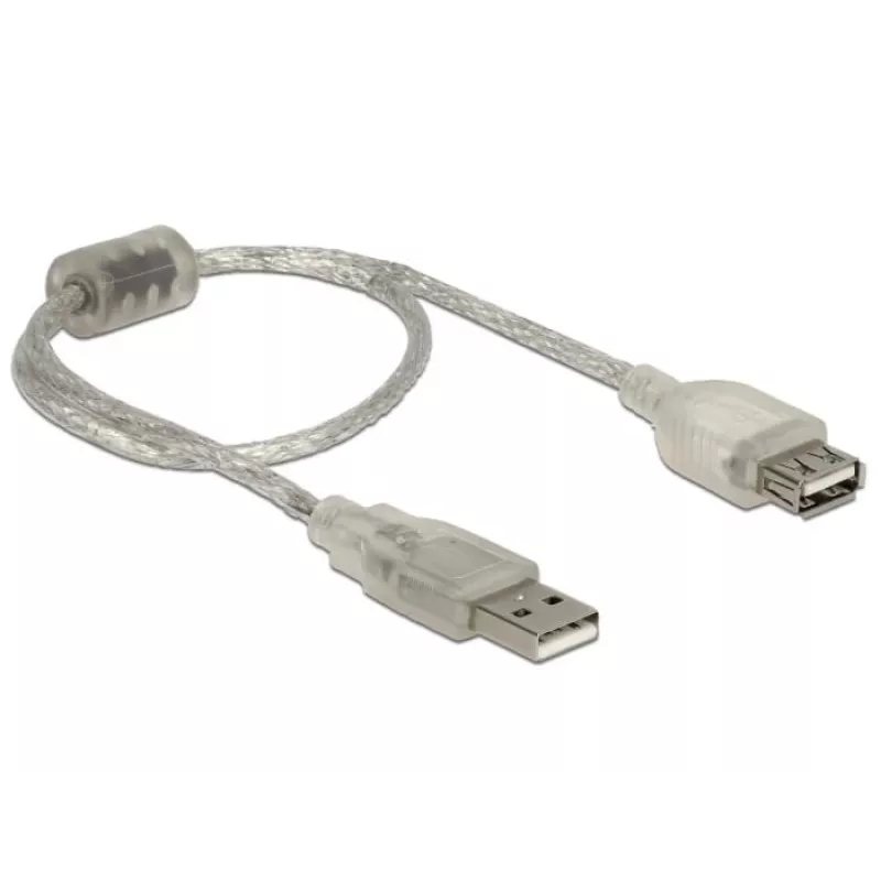 Delock 82244, 0,3 m, USB A, USB A, USB 2.0, 0,48 Gbit/s, läbipaistev