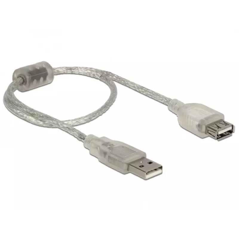 Delock 82244, 0,3 m, USB A, USB A, USB 2.0, 0,48 Gbit/s, läbipaistev
