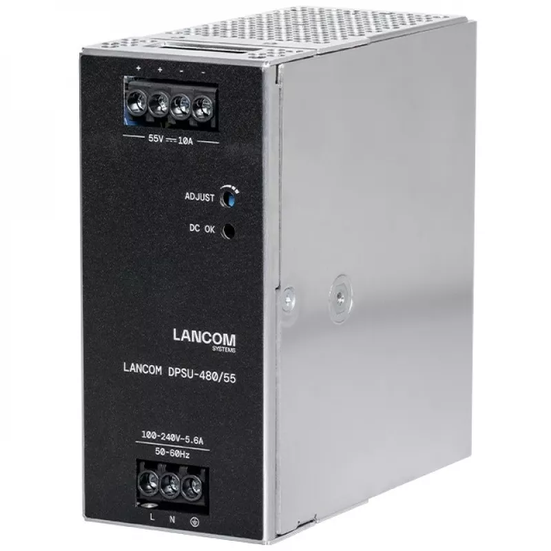 Toiteplokk Lancom Systems LANCOM DPSU-480/55 — 480 W, AC 100–240 V, TS35 DIN, must/teras