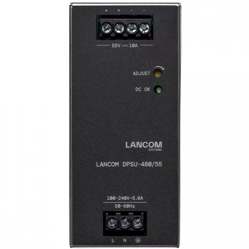 Toiteplokk Lancom Systems LANCOM DPSU-480/55 — 480 W, AC 100–240 V, TS35 DIN, must/teras