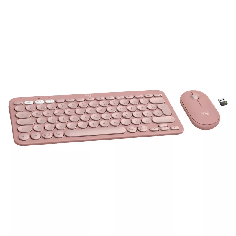 Logitech Pebble 2 Combo klaviatuur ja hiir komplektis universaalne RF-juhtmevaba + Bluetooth QWERTZ saksa roosa (920-012205)