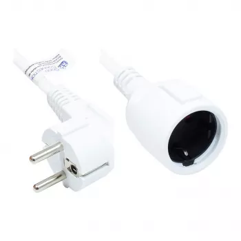 Pikendusjuhe maandatud pistik-pistikuga tüüp E+F (CEE 7/7, nurgaga) ja pistikupesaga tüüp F (CEE 7/3, sirge), valge, 1,50 mm², 3 m, Good Connections® (P0102-W030)