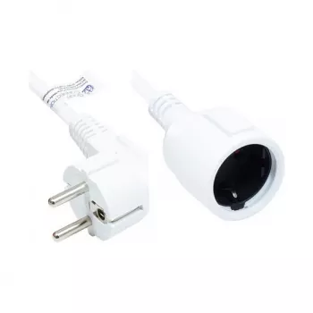 Pikendusjuhe maanduskontaktiga, pistik tüüp E+F (CEE 7/7, nurga all) ja pesa tüüp F (CEE 7/3, sirge), valge, 1,50 mm², 5 m, Good Connections® (P0102-W050)