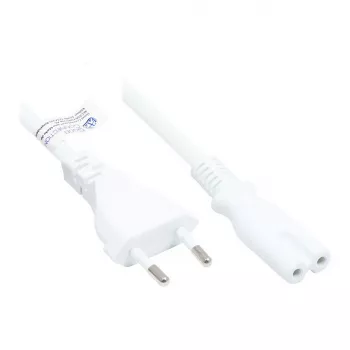 Euro-Netzkabel Euro-Stecker Typ C (gerade) an C7/Euro 8 Buchse (gerade), weiß, 0,75 mm², 1,8 m, Good Connections® (P0370-W018)