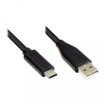 Ühenduskaabel USB 2.0, USB-C™ pistik ja USB 2.0 A pistik, CU, must, 2m, Good Connections® (GC-M0118)