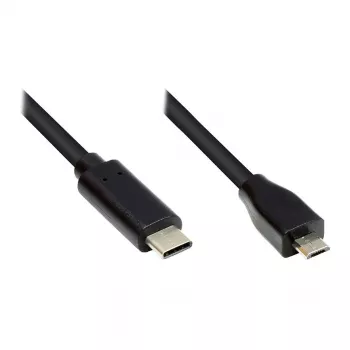Ühenduskaabel USB 2.0, USB-C™ pistik ja USB 2.0 Micro B pistik, CU, must, 1 m, Good Connections® (GC-M0122)