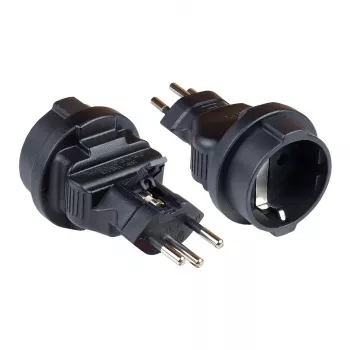 toiteadapter Šveitsi pistik (SEV1011, sirge) maandatud pistikupesale Tüüp F, SEV, must, Good Connections® (PA-6002S)