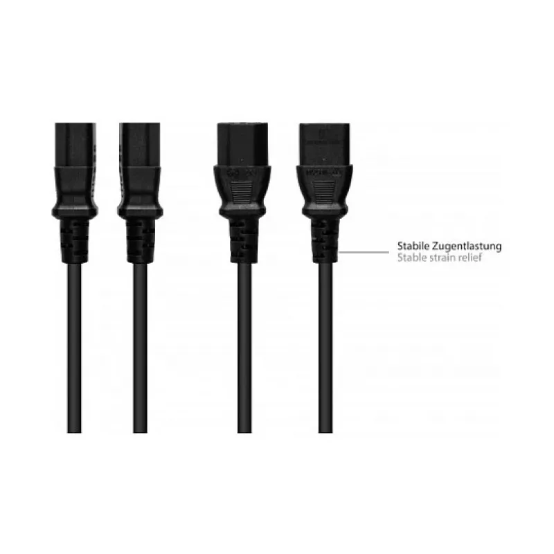 Netzkabel Schutzkontakt-Stecker Typ E+F (CEE 7/7, gewinkelt) an C13 (gerade), schwarz, 1,50 mmÂ², 7,5 (P0130-S075)