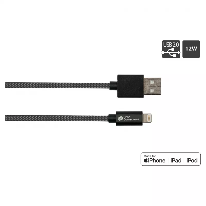 Good Connections USB 2.0 Lade- und Datenkabel für iPhone/iPad/iPod USB-A Stecker an Lightning - Das hochwertig verarbeitete und offiziell von Apple ze