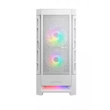 PC-korpus Cougar COUGAR Airface RGB Midi Tower valge — 230×386×491 mm, toetab ees 3×120/140 mm, taga 1×120 mm, 2,5/3,5-tollised kettad
