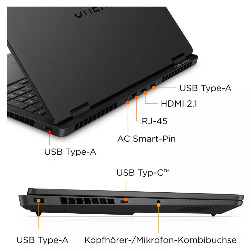 HP OMEN 16-am0170ng mängusülearvuti – 16 WUXGA 144Hz, Core i7-14650HX, RTX 5060, 16GB RAM, DE-paigutus, Windows 11 (BZ8K5EA#ABD)