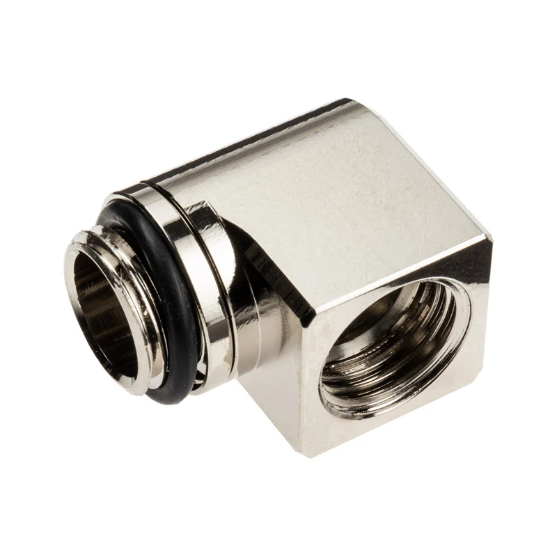 EK Water Blocks EK-Torque mikroadapter 90 kraadi G1/4-tolline AG G1/4-tollisele IG-le - pööratav, nikkel