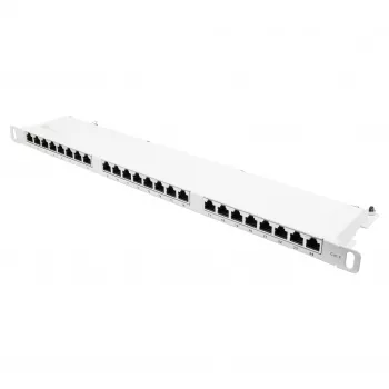 Patchpanel 48,30cm (19) Cat. 6, 24-Port, 0,5 HE, STP geschirmt, werkzeugloses Öffnen, Reinweiß (RAL9010), Goo (GC-N0137)