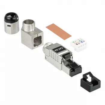 RJ45-pistik Cat. 6A, tööriistavaba / paigaldatav kohapeal, STP varjestatud, metallist, 5 suunda, Good (GC-N0165)