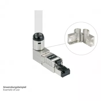 RJ45-pistik Cat. 6A, tööriistavaba / paigaldatav kohapeal, STP varjestatud, metallist, 5 suunda, Good (GC-N0165)
