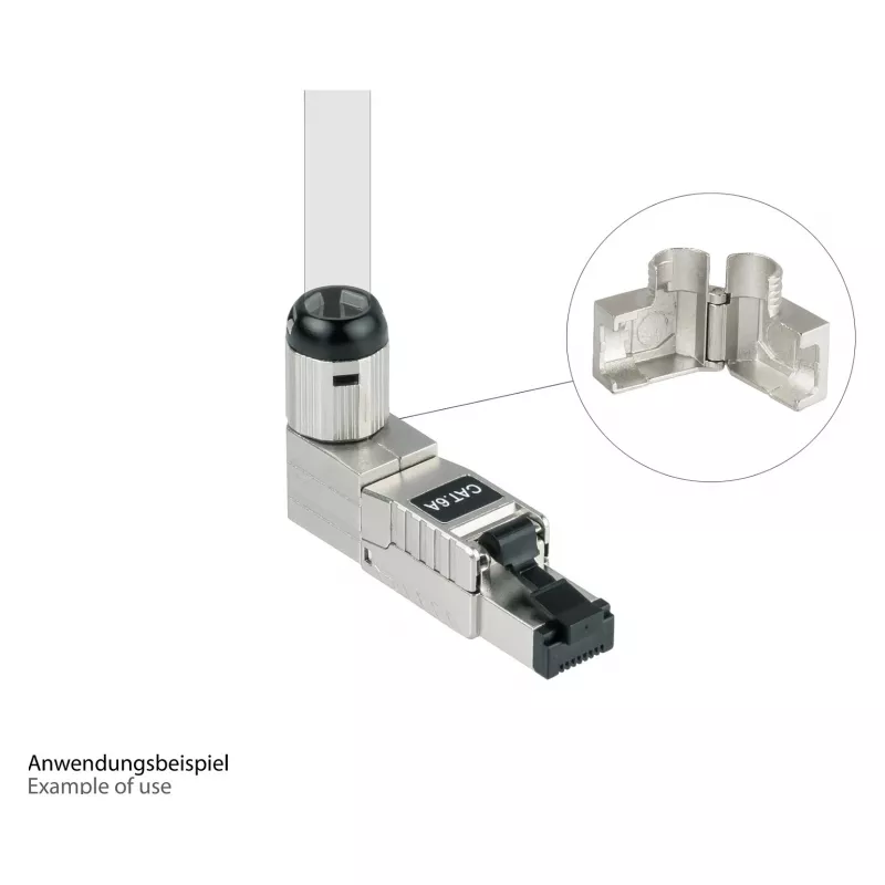 RJ45-pistik Cat. 6A, tööriistavaba / paigaldatav kohapeal, STP varjestatud, metallist, 5 suunda, Good (GC-N0165)