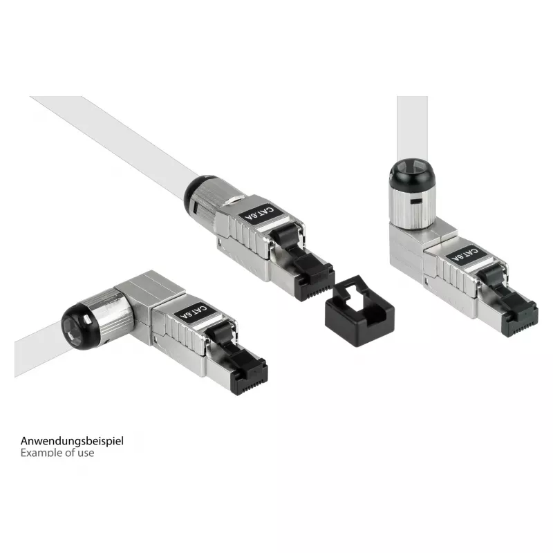 RJ45-pistik Cat. 6A, tööriistavaba / paigaldatav kohapeal, STP varjestatud, metallist, 5 suunda, Good (GC-N0165)