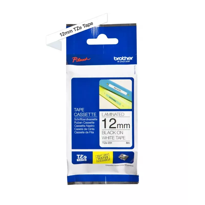 Sildistuslint Brother TZE-231 Must valgel