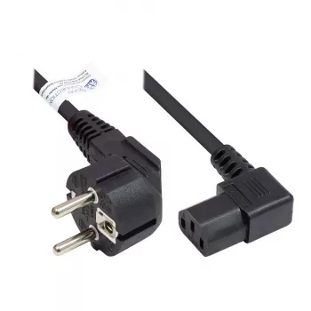 Netzkabel Schutzkontakt-Stecker Typ E+F (CEE 7/7, gewinkelt) an C13 (rechts gewinkelt), schwarz, 1,00 mm², 3 m, Good Connections® (P0131-S030)