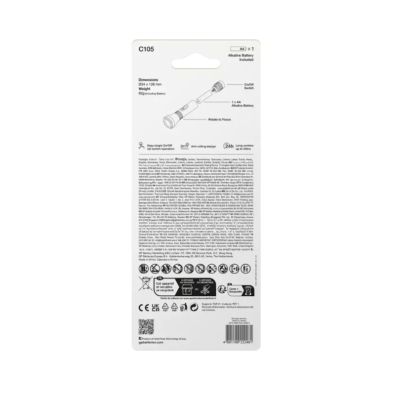 Käsilamp GP Lighting 450066 Must 50 lm 30 m 24 h