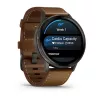Nutikell GARMIN Venu 4 45 mm (1.4 tolli) AMOLED 454×454 px, Wi‑Fi, GPS, 8 GB, must korpus, pruun nahkrihm