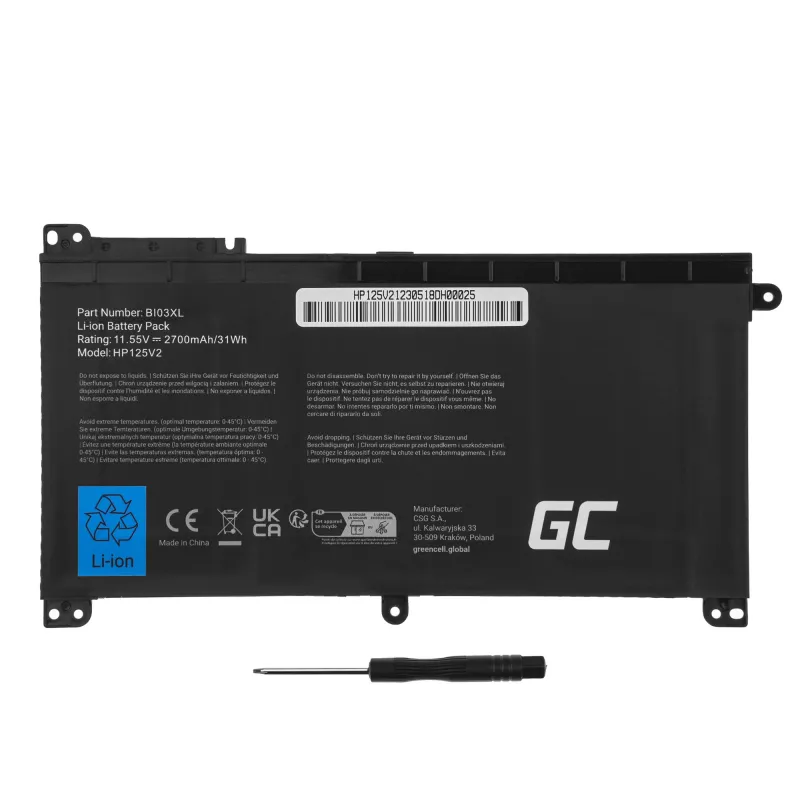 Aku Green Cell HP125V2 HP Pavilion x360 Stream 14-AX jaoks