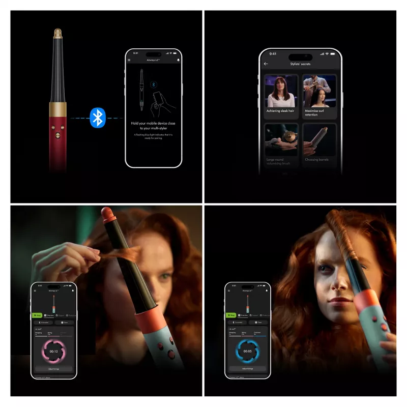 Airwrap i.d. Straight + Wavy Limited Edition, Multistyler Punane/kuldne, Bluetooth