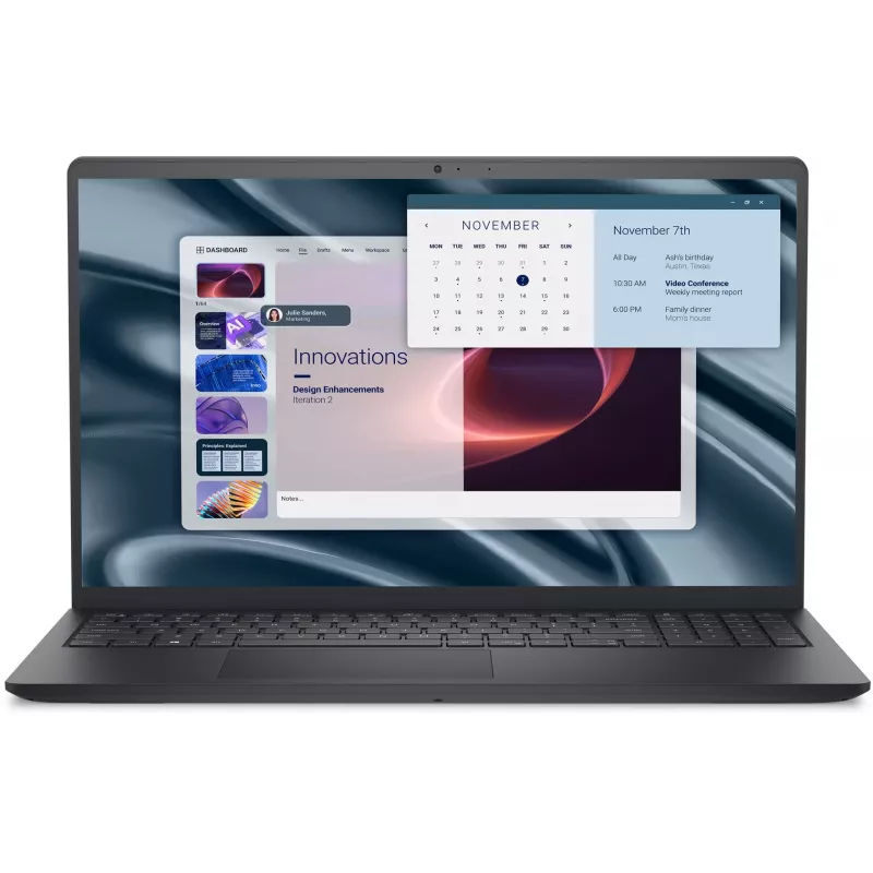 Sülearvuti Dell PV15255 — 15.6-tolline Full HD, AMD Ryzen 3 7320U 2.4 GHz, 8 GB LPDDR5, 512 GB SSD, Windows 11 Pro, Must
