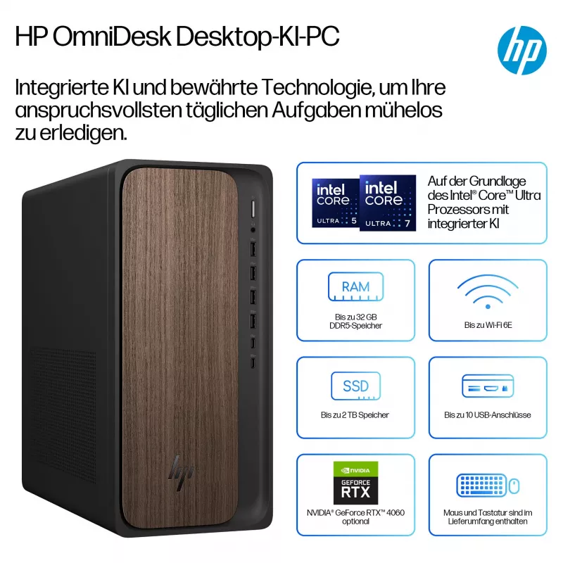 HPI OmniDesk AI M03-0073ng - Intel Core Ultra 7 265, 16 GB RAM, 512 GB SSD, Windows 11 Home
