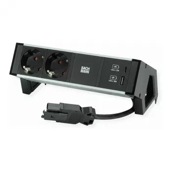 Toitemoodul Bachmann DESK2 2x CEE7/3 pistikupesa ja USB-ga, 100W USB C/C, GST18 0,2 m, must