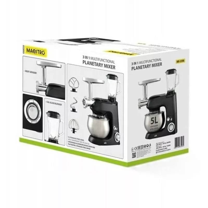 Planetaarmikser Maestro MR-559-M 3-in-1, 2000 W, multifunktsionaalne köögikombain