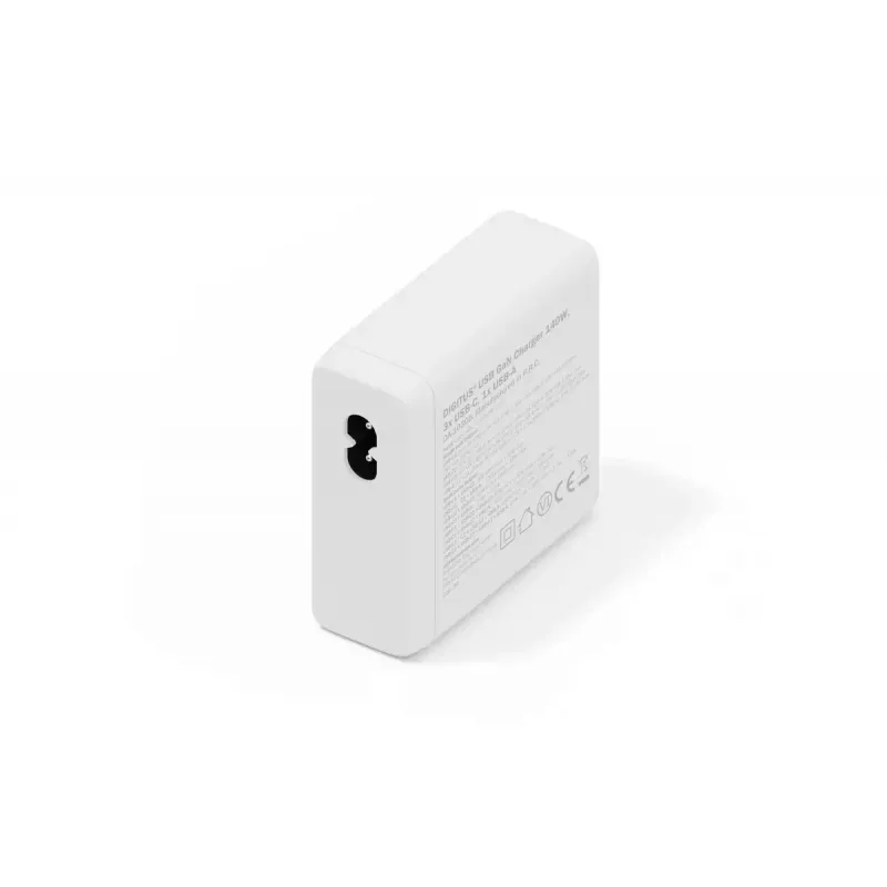 DIGITUS USB GaN laadija 140W — 3× USB‑C, 1× USB‑A, 100–240V, valge