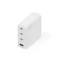 DIGITUS USB GaN laadija 140W — 3× USB‑C, 1× USB‑A, 100–240V, valge