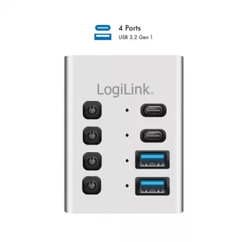 Hub USB3.2 Gen1, 4 porti, USB-A/C, sisse/välja lüliti