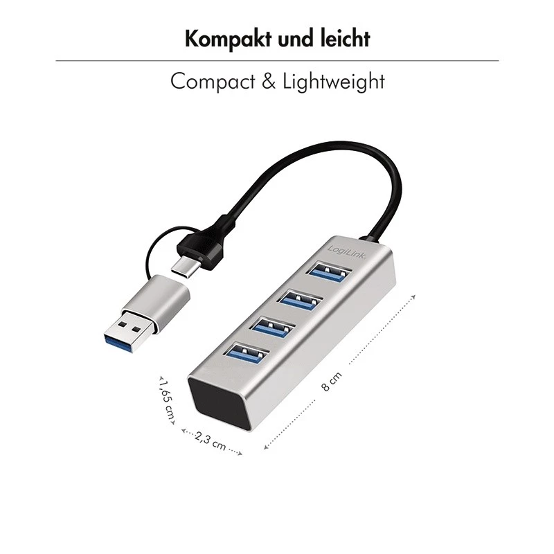 Hub USB3.0 4-porti USB-A 5Gbit/s