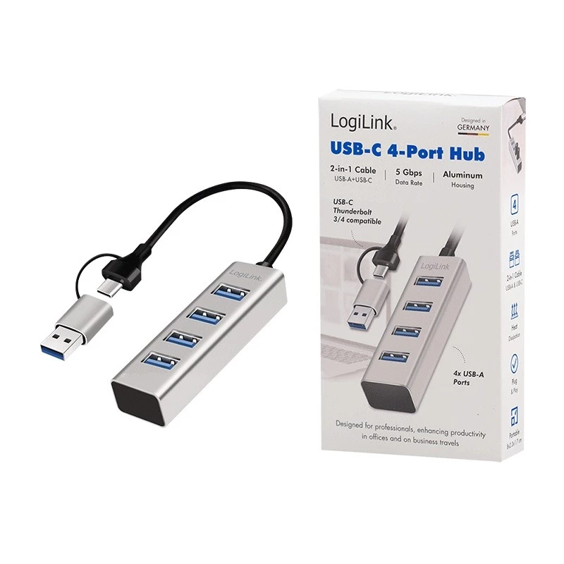 Hub USB3.0 4-porti USB-A 5Gbit/s