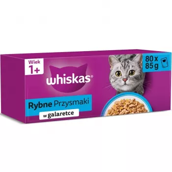 Märg kassitoit kotikestes Whiskas Rybne przysmaki w galaretce 80 x 85 g — kala tarrendis