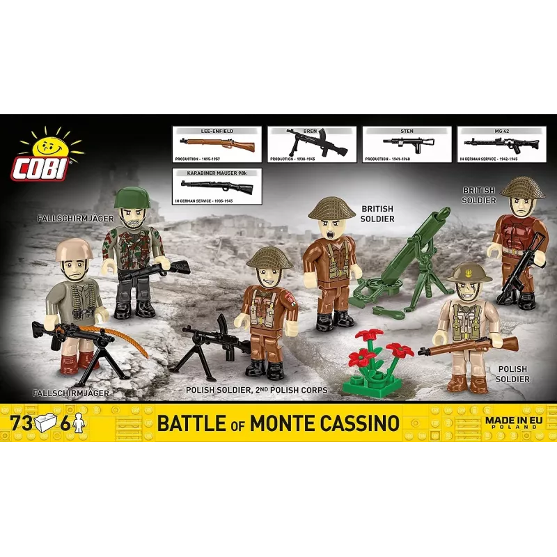 Ehituskomplekt Cobi Blocks Monte Cassino lahing COBI-2063 ajalooline sõjaväelaste dioraam