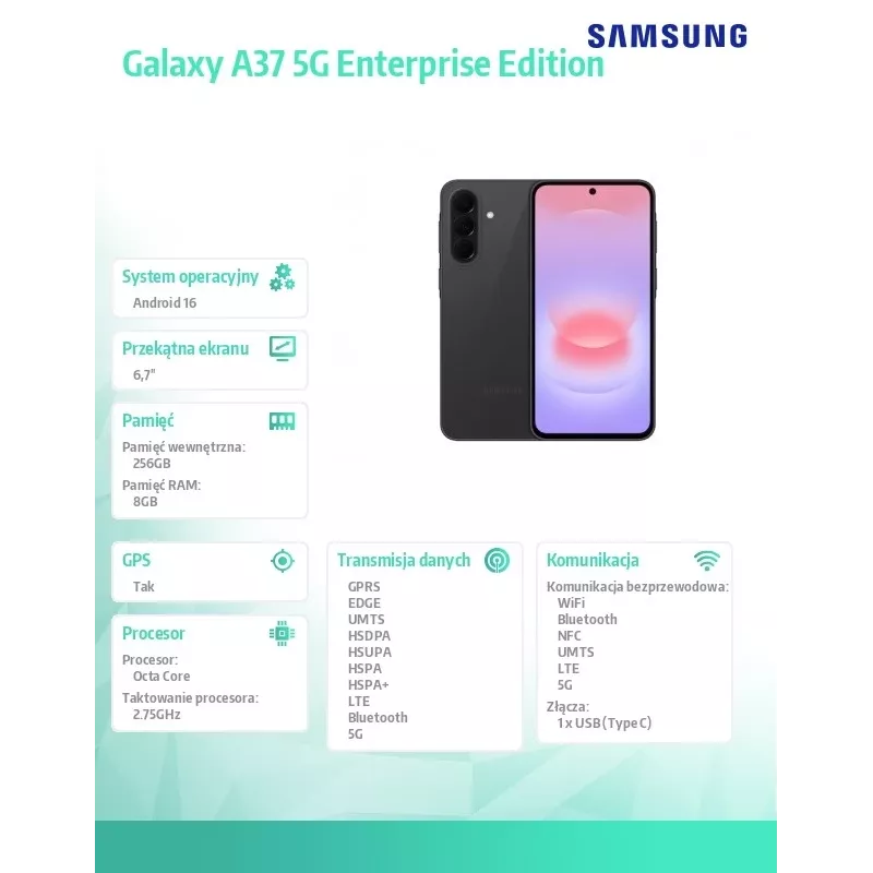 Nutitelefon Galaxy A37 5G 8/256GB Enterprise Edition must