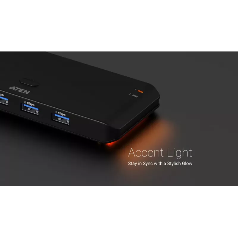 USB 3.2 Gen1 2x4 jagamislüliti ATEN US5324 host A + C ja 4 seadmepordiga