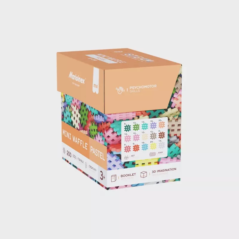 Ehitusklotsid Marioinex Mini Waffle 200 tk pastelsetes toonides — lastele mõeldud ehituskomplekt