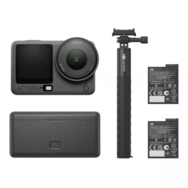 Action camera DJI Osmo Action 6 Adventure Combo — 38 MP, 4K Ultra HD, 1/1,1-tolline CMOS, 155° vaateväli, 2x digitaalne suum