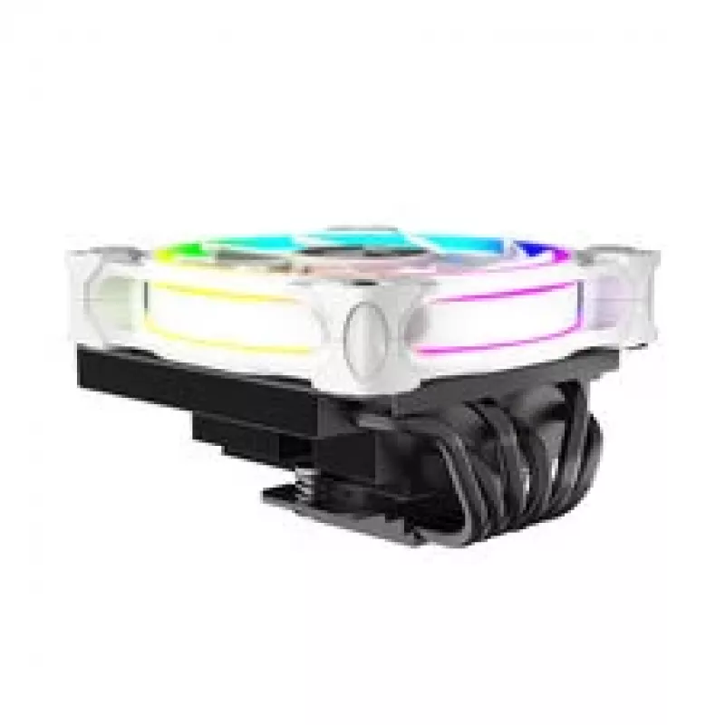 Protsessori jahuti Akasa SOHO H6L RGB valge — madalaprofiiline jahutusradiaator koos RGB ventilaatoriga, ühildub mini-ITX kompaktsete süsteemidega