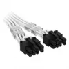 Corsair premium-punutud 12V-2x6 kuni 2x 6+2-Pin-PCIe-kaabel, universaalne - valge